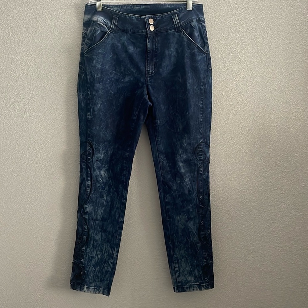 Soft Surroundings Blue Tie Dye Embellished Jeans